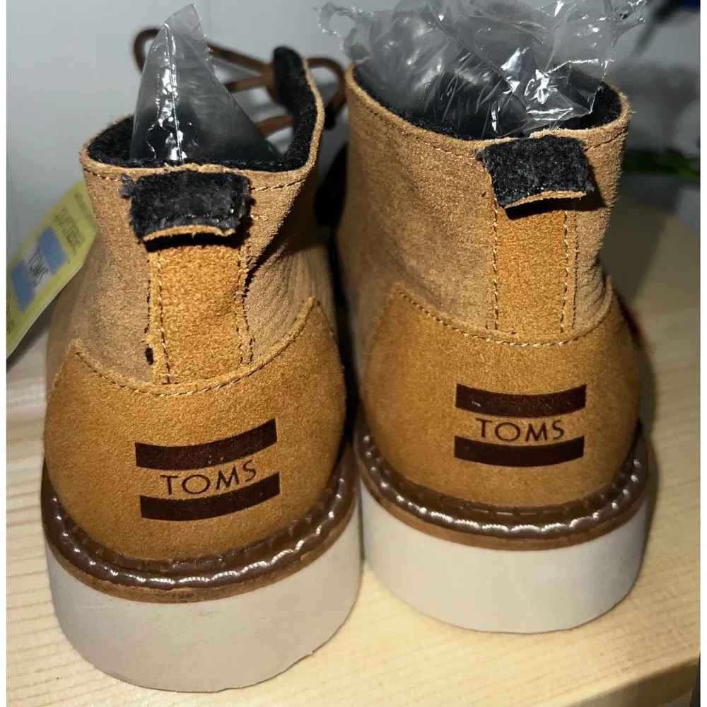 TOMS Mens Chukka Desert Boots Tan Suede Corduroy Lace Up Mid Top‎ Shoes Size 7.5